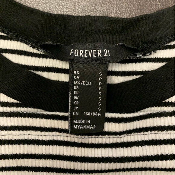 Forever 21 Slim Fit Black & White Striped Tee - Picture 2 of 2